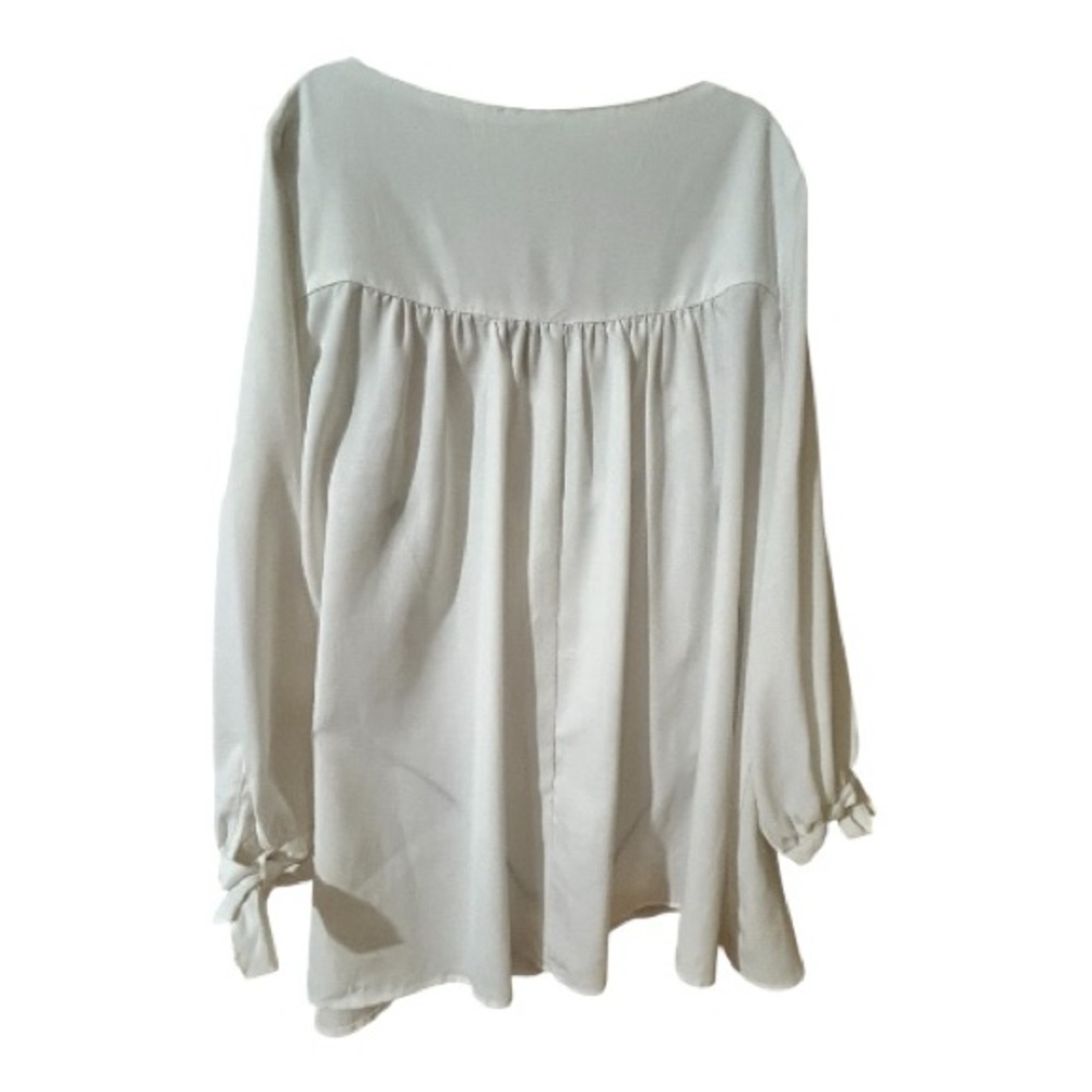 Wishlist Lace Blouse M/L White Boho Romantic V-Neck Long Sleeve - Picture 5 of 8